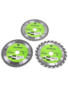 PACK 3 DISCOS CORTE MADERA PARA SIERRAS 210MM. SAURIUM