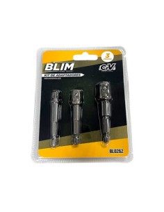 KIT 3 ADAPTADORES 1/4\" HEXAGONAL A 1/4\"-3/8\"-1/2\" BLIM