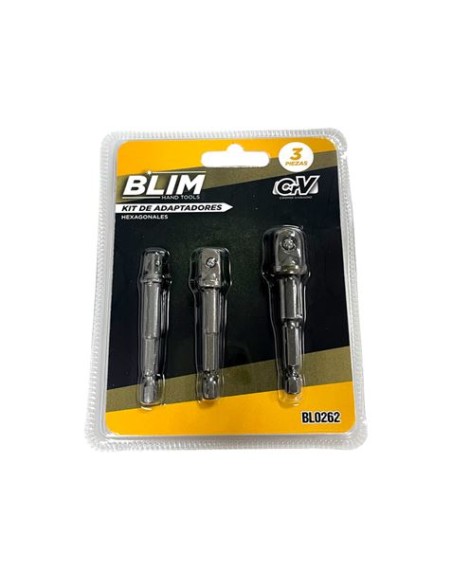 KIT 3 ADAPTADORES 1/4\" HEXAGONAL A 1/4\"-3/8\"-1/2\" BLIM