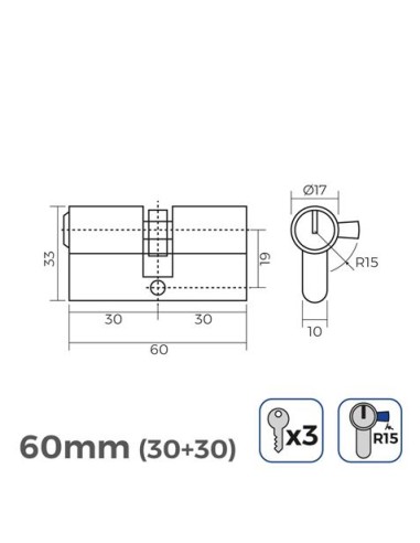 BOMBIN LATON 60MM 30+30MM LEVA LARGA