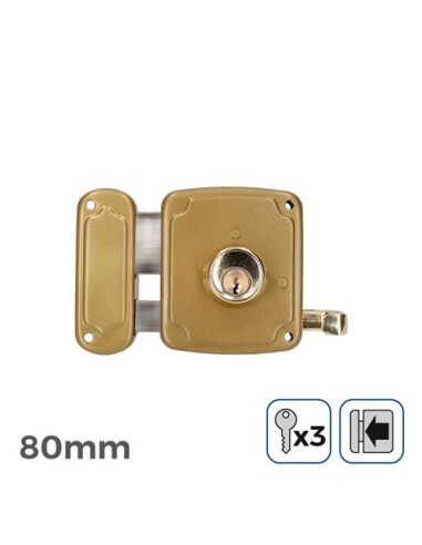 CERRADURA A IZQUIERDA 80MM 3 LLAVES