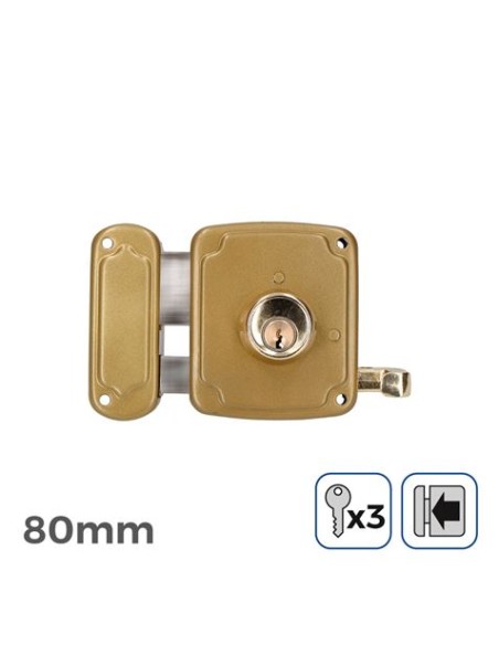 CERRADURA A IZQUIERDA 80MM 3 LLAVES