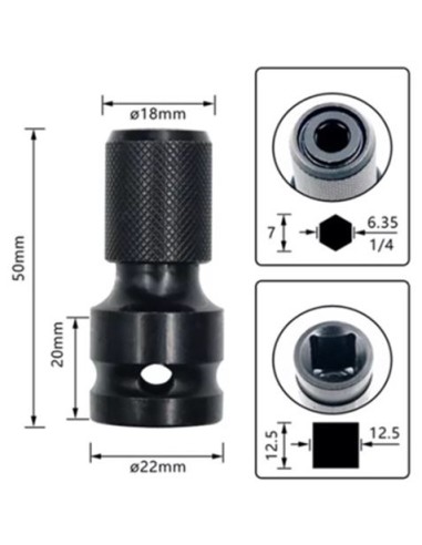 ADAPTADOR PARA LLAVES DE VASO DE IMPACTO DE 1/2\" A 1/4\" BLIM