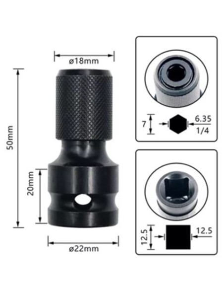 ADAPTADOR PARA LLAVES DE VASO DE IMPACTO DE 1/2\" A 1/4\" BLIM