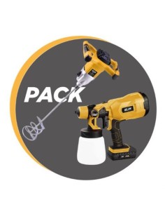PACK MEZCLADOR ELECTRICO 1500W + PISTOLA PINTAR 20V 2AH BLIM