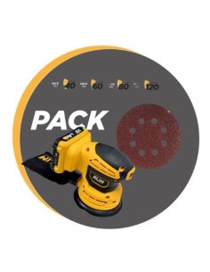 PACK LIJADORA ROTORBITAL 125MM 20V 2AH + JUEGO DE 40 LIJAS BLIM