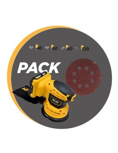PACK LIJADORA ROTORBITAL 125MM 20V 2AH + JUEGO DE 40 LIJAS BLIM