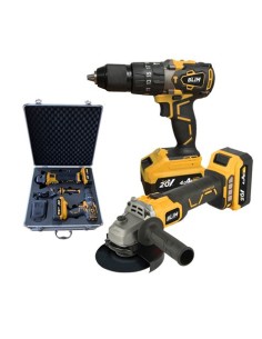 PACK 20V TALADRO PERCUTOR+RADIAL S/CARBONES | 2 X 4AH | CAJA ALUMINIO BLIM