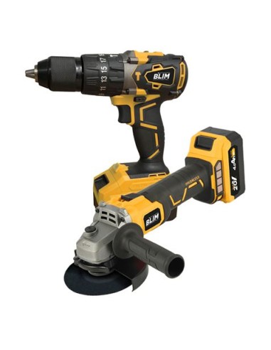 PACK 20V TALADRO PERCUTOR+RADIAL S/CARBONES | 2 X 4AH | CAJA ALUMINIO BLIM