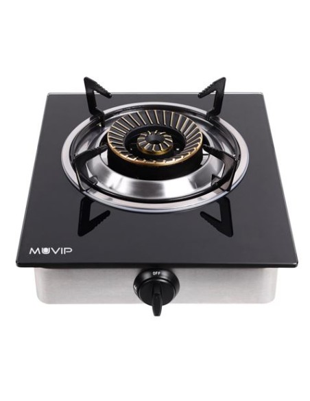 COCINA GAS INOX 1 FUEGO CRISTAL TEMPLADO MUVIP