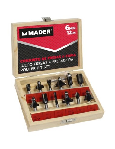 JUEGO 12 PCS FRESAS 6MM PARA MADERA MADER