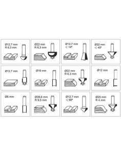 JUEGO 12 PCS FRESAS 6MM PARA MADERA MADER 2