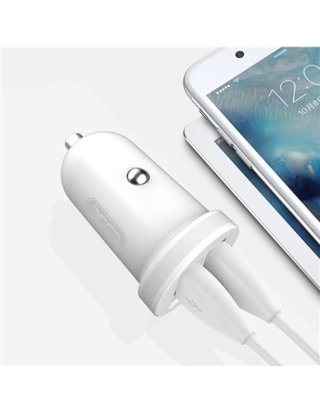 PACK CARGADOR MECHERO TZ08 2.1A + CABLE TIPO MICRO USB BLANCO XO