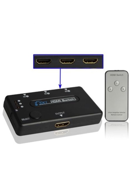 SWITCH HDMI 3 PUERTOS 1080P CON MANDO CROMAD