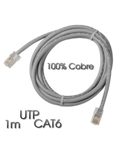 CABLE DE RED UTP CAT 6 1M GRIS CLARO 100% COBRE CROMAD