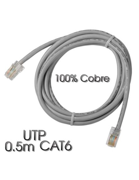 CABLE DE RED UTP CAT 6 0.5M GRIS CLARO 100% COBRE CROMAD