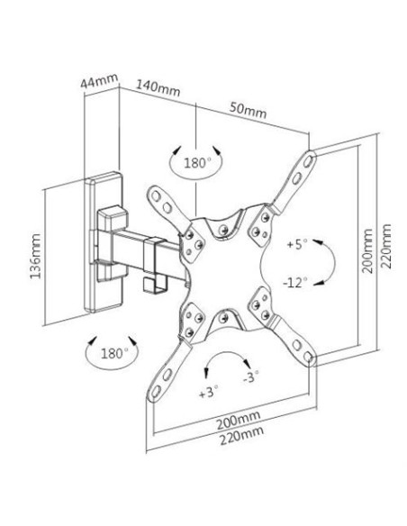 SOPORTE CON BRAZO TV 13\"-42\" UNA EXTENSION CROMAD