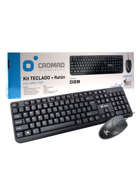 KIT TECLADO + RATÃ“N CON CABLE USB CROMAD