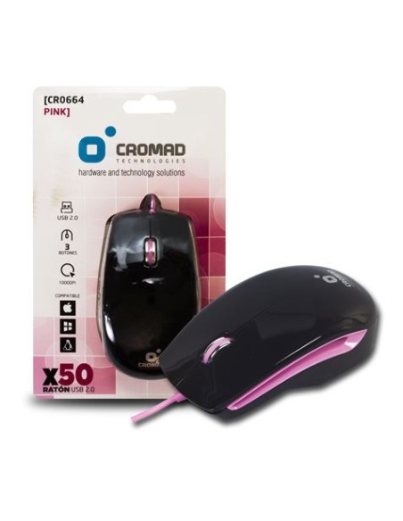 RATÃ“N X50 USB NEGRO/ROSA CROMAD