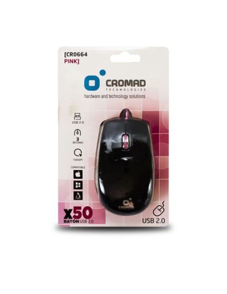 RATÃ“N X50 USB NEGRO/ROSA CROMAD