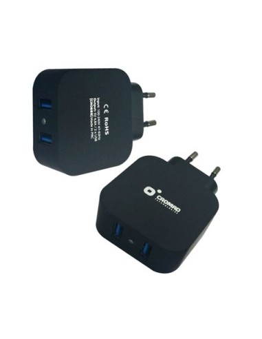 CARGADOR DE CORRIENTE 4.8A 2xUSB NEGRO CROMAD