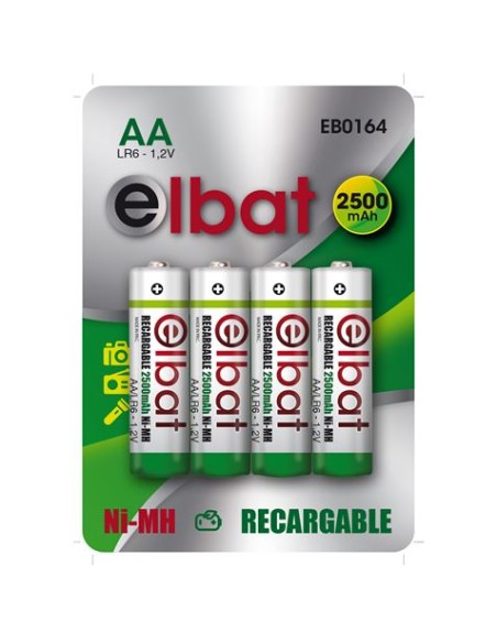 PACK 4 PCS PILAS RECARGABLES AA 2500MAH ELBAT