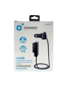 CARGADOR DE MECHERO 9.6A 4 X USB NEGRO CROMAD 2