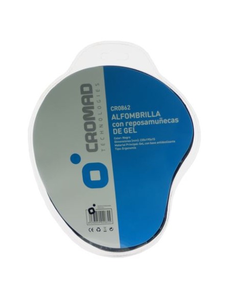 ALFOMBRILLA CON REPOSAMUÃ‘ECAS GEL NEGRO CROMAD