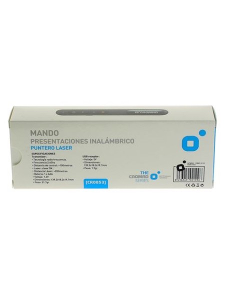 MANDO PRESENTACIONES INALAMBRICO PUNTERO LASER NEGRO CROMAD
