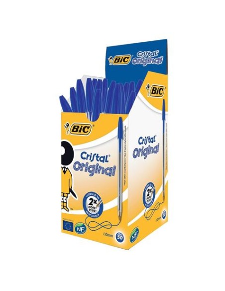 CAJA DE 50 UNIDADES BOLIGRAFO TINTA ACEITE PUNTA 1.0 MM AZUL BIC CRISTAL