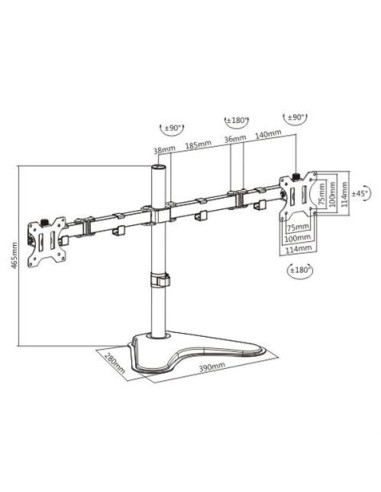 SOPORTE DE MESA CON BASE PARA 2 MONITORES 13\"-32\" CROMAD