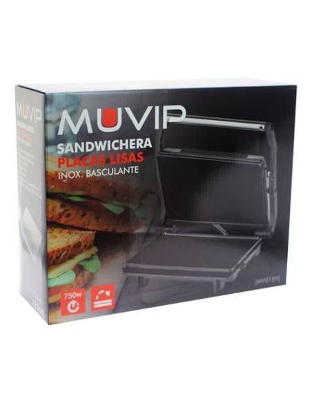 SANDWICHERA INOX PLACA LISA 750W MUVIP