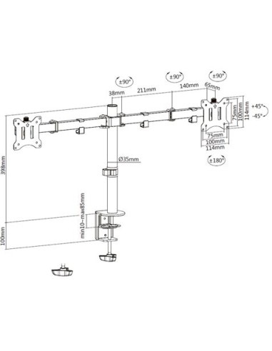 SOPORTE DE MESA 2 MONITORES 13\"-32\" CROMAD