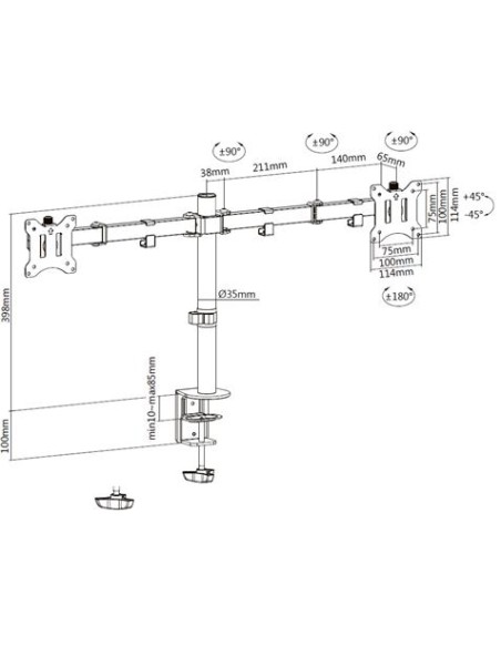 SOPORTE DE MESA 2 MONITORES 13\"-32\" CROMAD