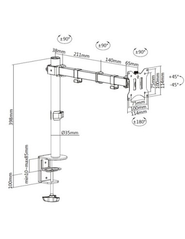 SOPORTE DE MESA 1 MONITOR 13\"-32\" CROMAD
