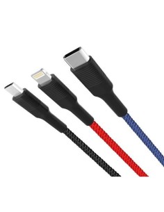 CABLE NB54 CARGA RAPIDA CORDON 3 EN 1 | MICRO + TIPO C + LIGHTNING A USB XO 2