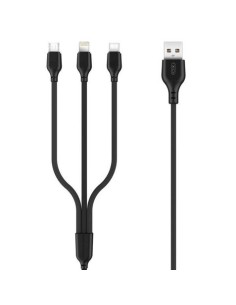 CABLE NB103 CARGA RAPIDA 3 EN 1 | MICRO + TIPO C + LIGHTNING A USB | NEGRO