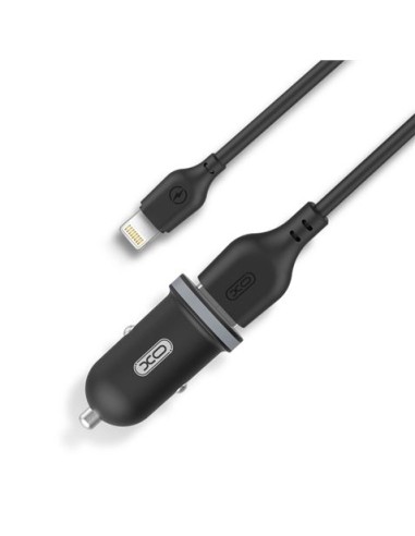 PACK CARGADOR MECHERO TZ08 2.1A + CABLE TIPO LIGHTNING NEGRO XO
