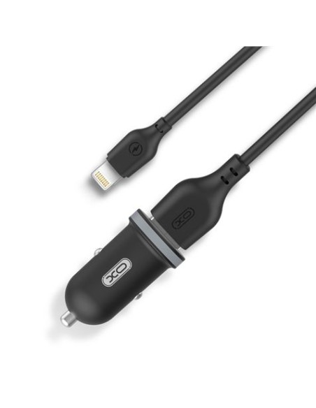 PACK CARGADOR MECHERO TZ08 2.1A + CABLE TIPO LIGHTNING NEGRO XO