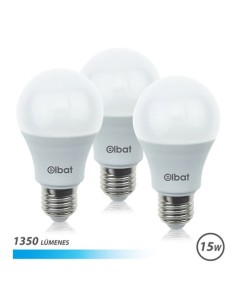 PACK 3 BOMBILLAS LED A60 | 15W | 1350LM | E27 | LUZ FRIA | ELBAT