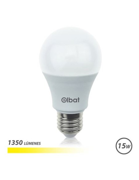 BOMBILLA LED A60 | 15W | 1350LM | E27 | LUZ CALIDA | ELBAT