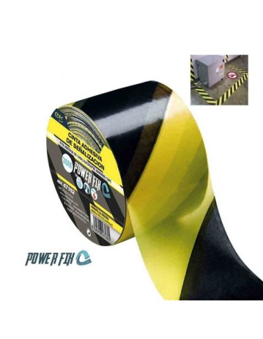 CINTA ADHESIVA DE SEÃ‘ALIZACION AMARILLO-NEGRA 30M X 50MM EDM