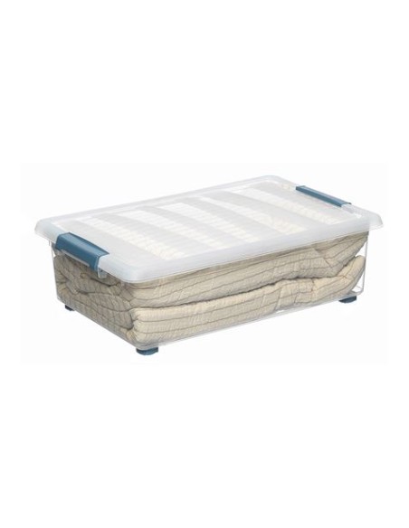 CAJA KATLA TRANSPARENTE 28 LITROS CON RUEDAS Y ASAS ERGONOMICAS 59X39X18.5M