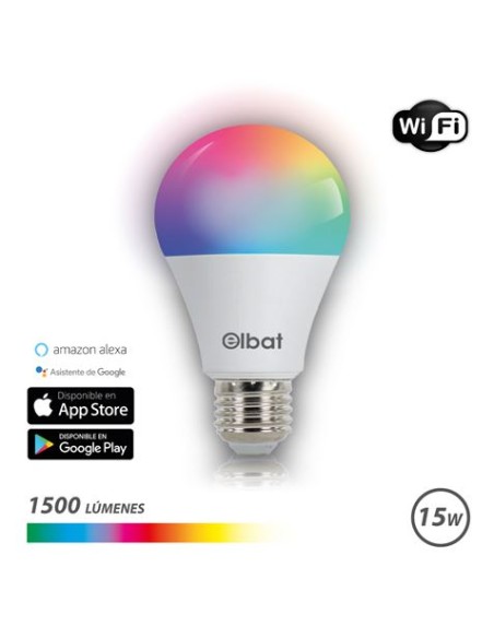 BOMBILLA LED SMART WIFI A65 E27 15W 1500LM RGB ELBAT