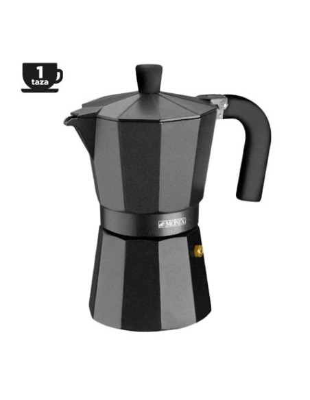 CAFETERA ALUMINIO 1 TAZA VITRO NOIR NEGRO MONIX