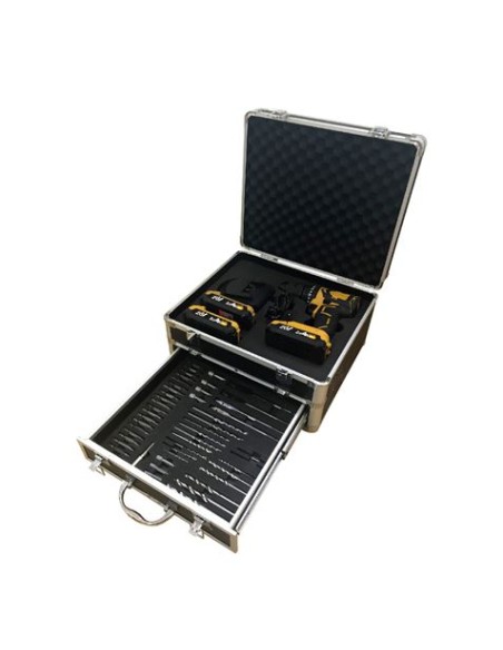 TALADRO PERCUTOR S/CARBONES 20V | 3 BATERIAS 2AH | CAJA ALUMINIO 50PCS BLIM