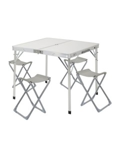 CONJUNTO MESA Y SILLAS PLEGABLES DE CAMPING BLANCA 86X80X70CM GRIS