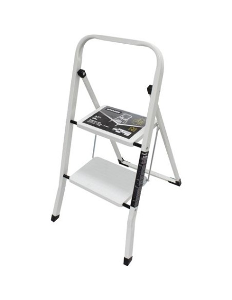 ESCALERA DOMESTICA ACERO 2 PELDAÃ‘OS MADER