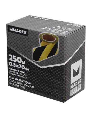 CINTA DE SEÃ‘ALIZACION NEGRO-AMARILLO 250Mtrs.X7Cm. MADER