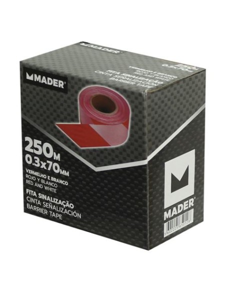 CINTA DE SEÃ‘ALIZACION ROJO-BLANCO 250Mtrs.X7Cm. MADER